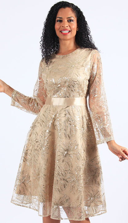 Diana Couture 8639-GLD Church Dress