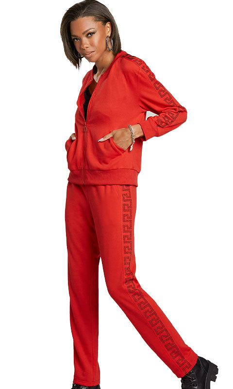 DV Sport 21027 ( 2pc High Quality Stretch Cotton Pant Set With Greco-Roman Trim, Elastic Waistband, And Drawstring )