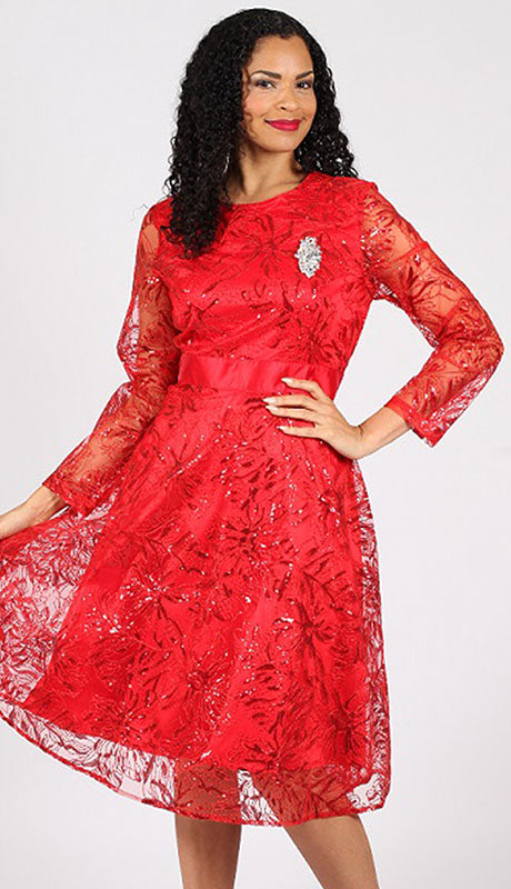 Diana Couture 8639-RED Church Dress