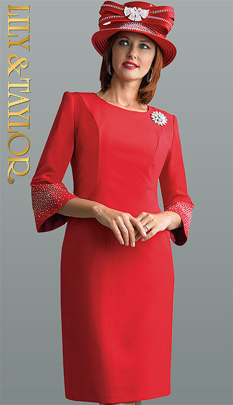Lily And Taylor 4092-RED Church Dress