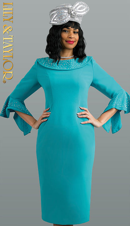 Lily And Taylor 4524-TEAL Ladies Church Dress