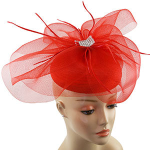 9142-RED Sunday Fascinator