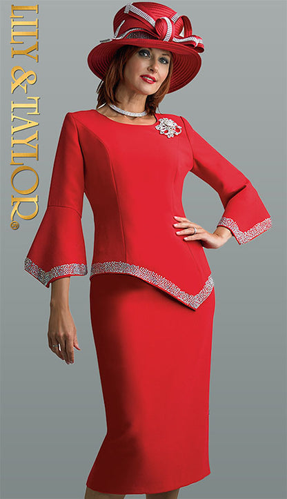 Lily And Taylor 4471-RED Church Suit