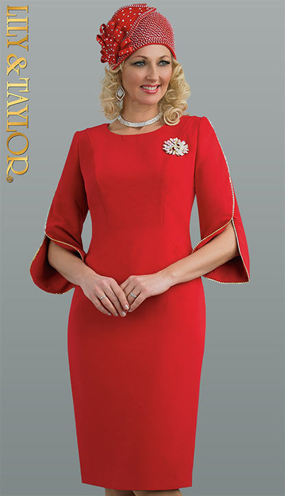 Lily And Taylor 4397-RED Church Dress