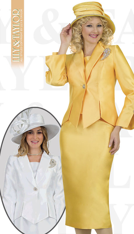 Lily And Taylor 4343-YE Church Suit-Hat