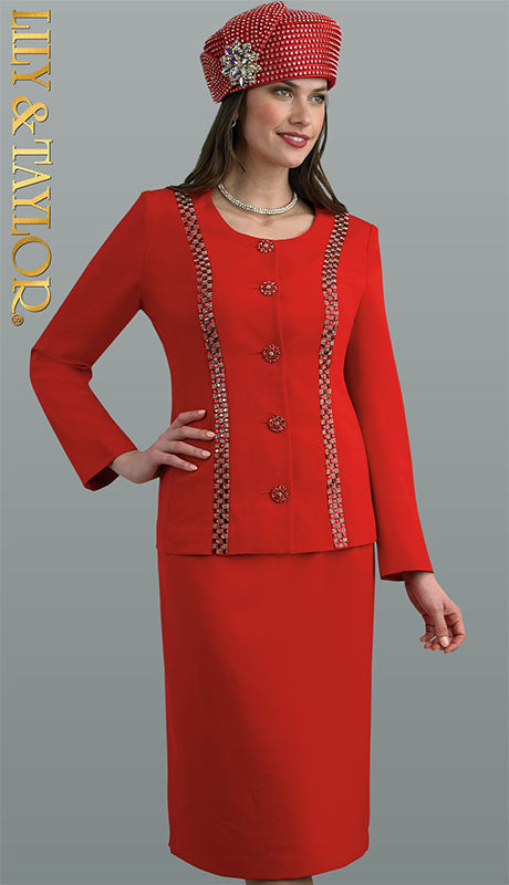 Lily And Taylor 4639-RED Church Suit