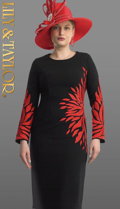 Lily and Taylor 4847-BLK Church Dress-Hat