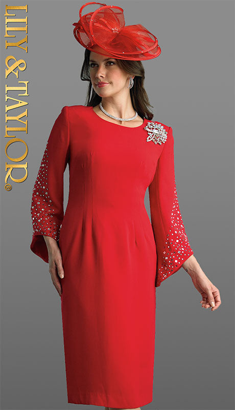Lily And Taylor 4385-RED Ladies Church Dress