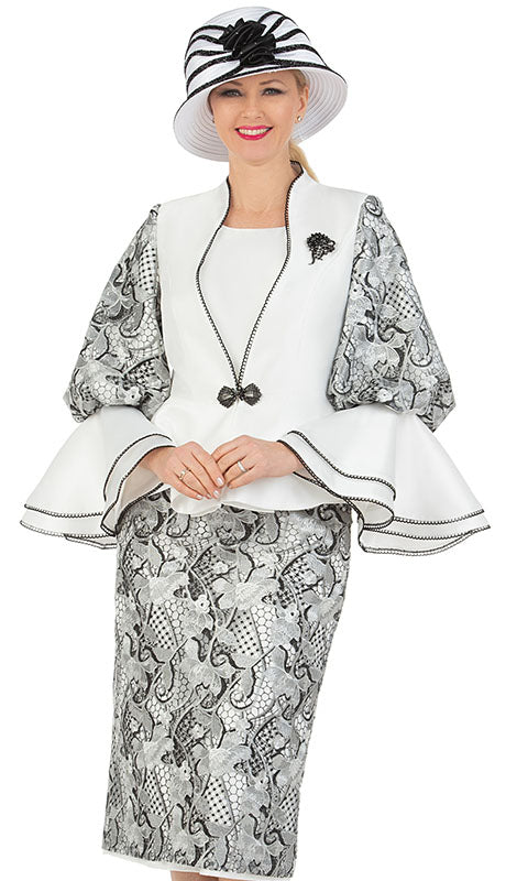 Giovanna 1205-WHT Church Suit-Hat